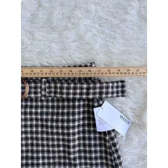 JustFab‎ Size-XL Wool Blend Plaid Belted A-Line Women Skirt - Picture 6 of 8
